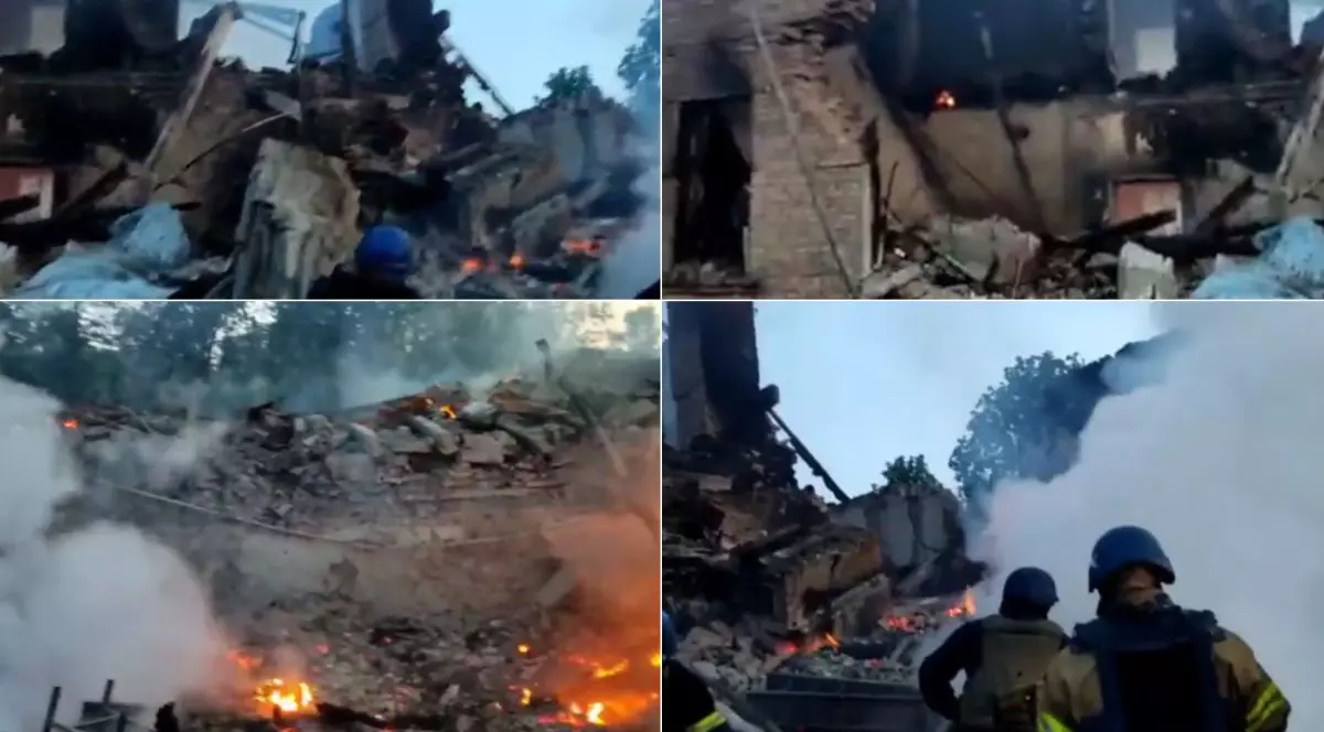 VIDEO. N-a mai rămas nimic din școala bombardată de ruși la Bilohorivka. Cei 60 de oameni prinși sub dărâmături „sunt probabil morți”, spun oficialii ucraineni