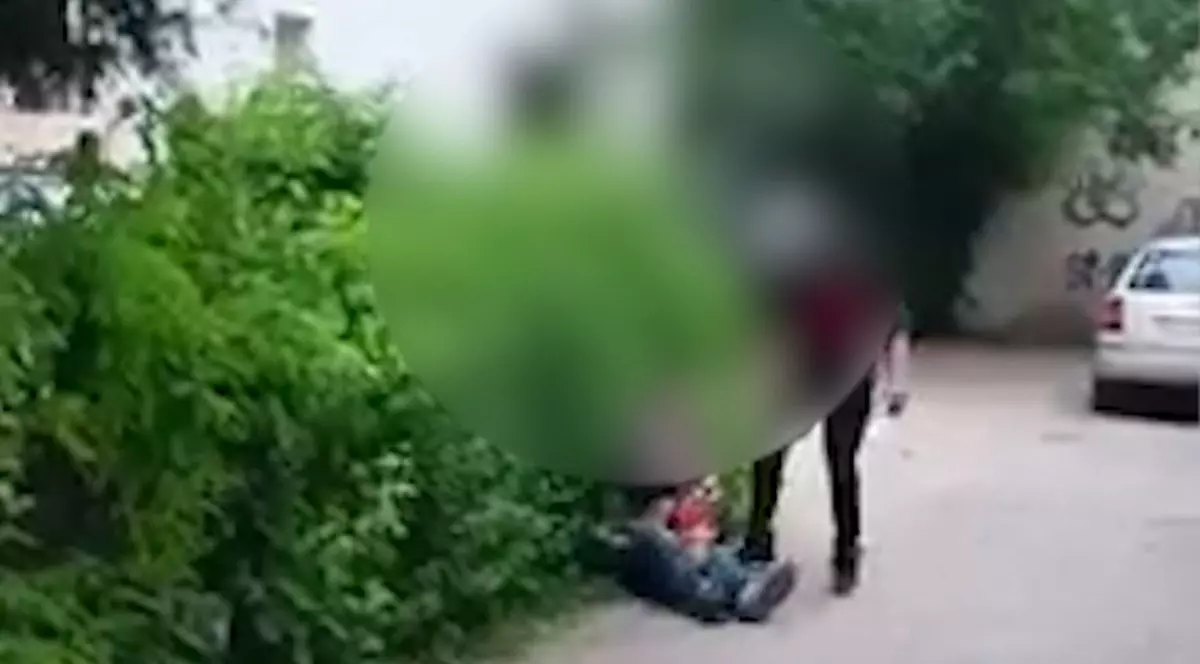 Bărbatul filmat în timp ce lovește brutal un vârstnic, reținut pentru 24 de ore. A fost chemat de doi copii „să-i aplice o corecție”