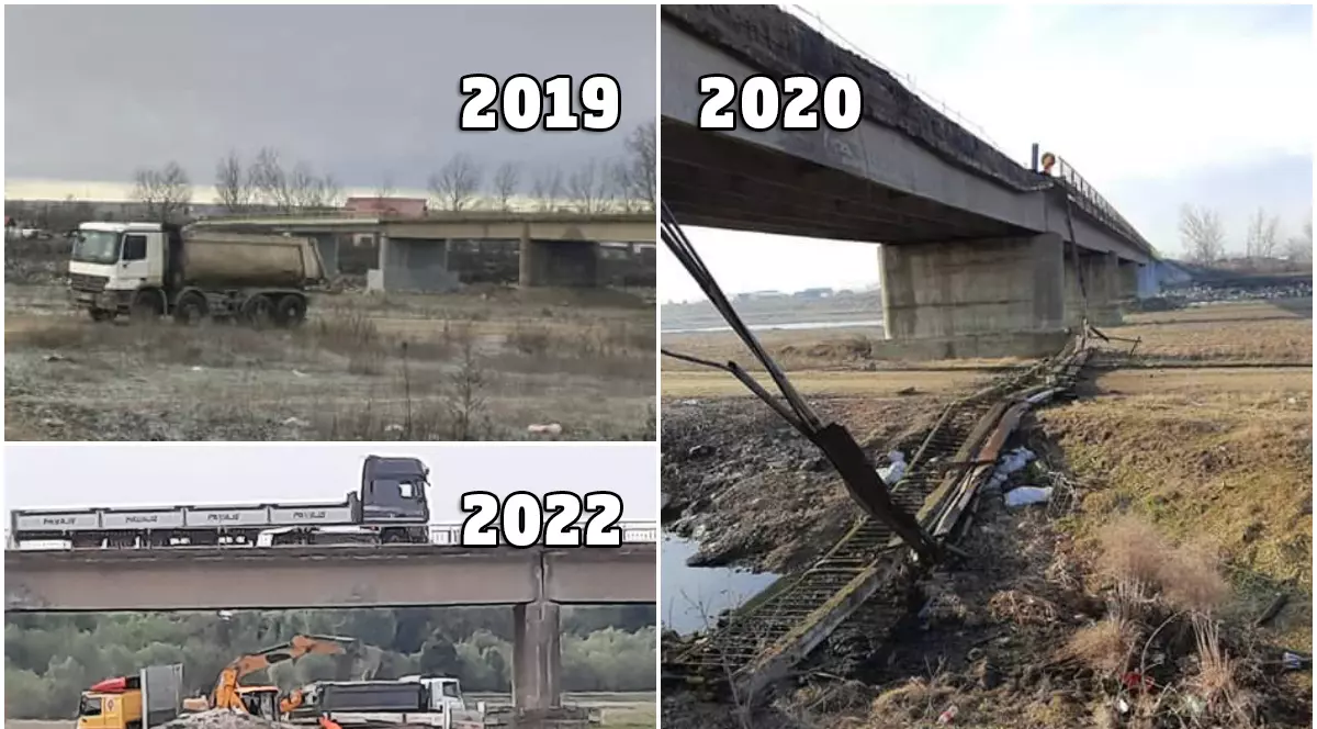 O firmă care a câștigat consolidarea unui pod în Suceava este aceeași care a fost filmată de localnici când ridica balast de sub pod