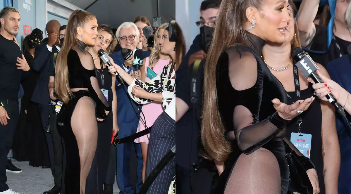 Jennifer Lopez, într-o rochie decupată și foarte transparentă. Cântăreața în vârstă de 52 de ani a apărut cu formele la vedere