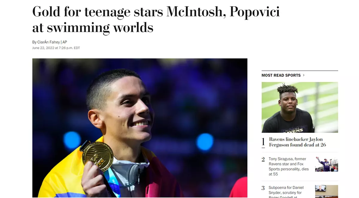 „Popovici show”. Ce scrie presa internațională după victoria istorică a românului de 17 ani