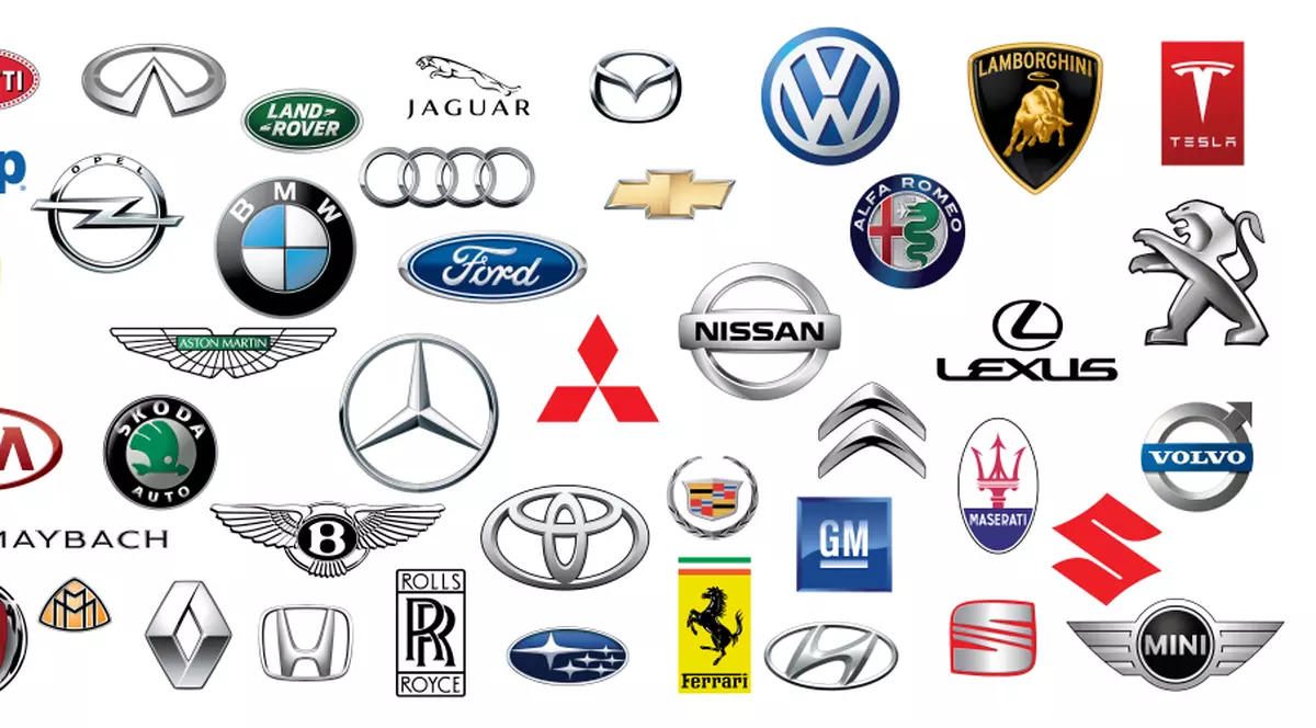 Învață mașinile după siglele mărcilor de automobile - Panou cu logou-urile unor mărci de automobile