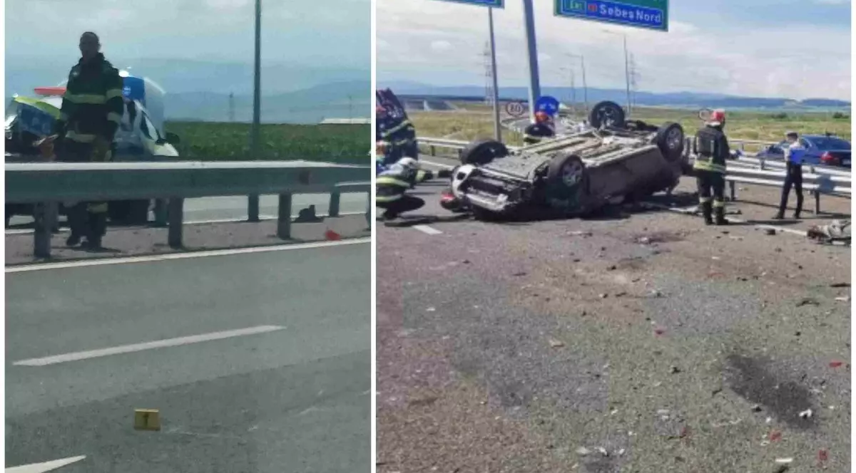 Mașină de la Poliția Autostrăzi, lovită de un TIR între Alba Iulia și Sebeș. Polițiștii interveneau la un accident grav