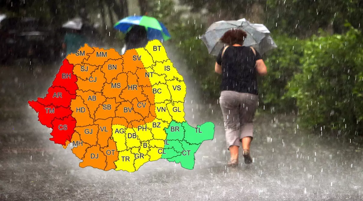 Cod roșu și portocaliu de vijelii în mai multe zone din țară. Până când sunt valabile alertele meteo