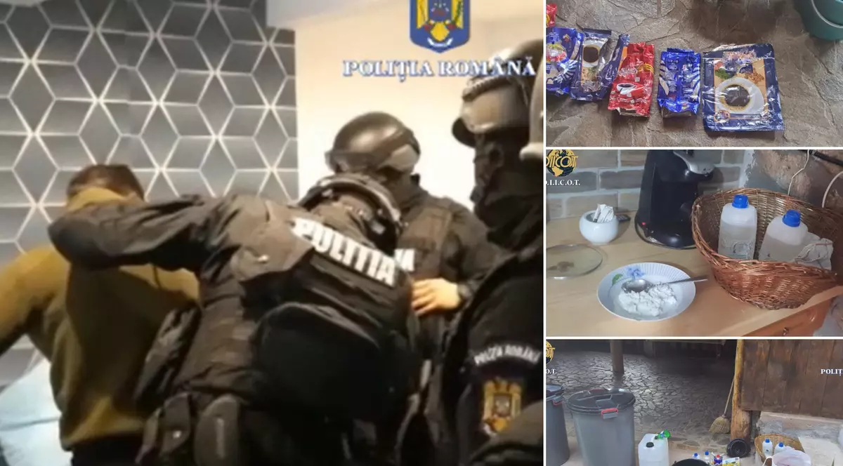 Laborator de extragere a cocainei din cafea, găsit într-o cabană din Bihor. Doi columbieni și un român, parte din rețea