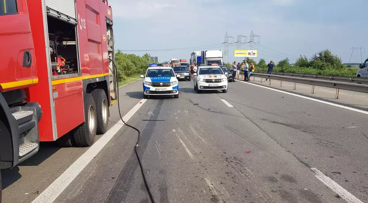 Accident grav pe Autostrada București-Pitești. Un bărbat a murit într-un carambol cu șapte mașini