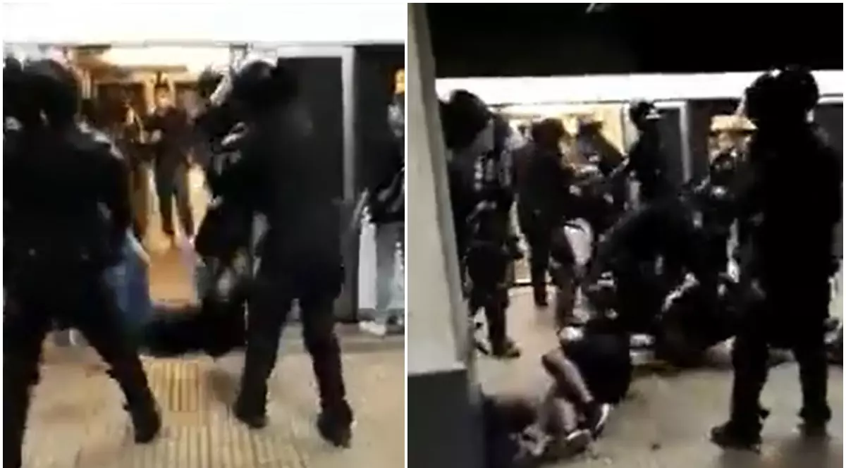 Jandarmi români la metrou, lovind suporterii după FCSB - Dinamo, subiectul unui fals viral în Franța, pe rețelele de socializare