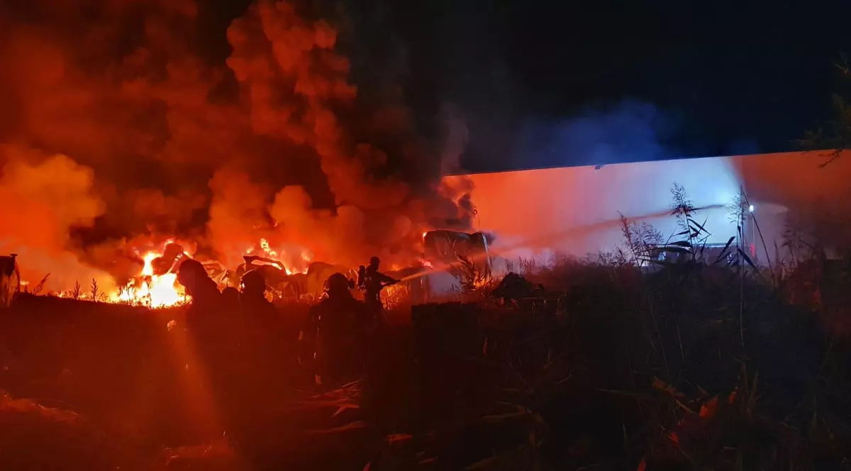 Incendiu puternic lângă Capitală. A luat foc un depozit de mase plastice din Pantelimon