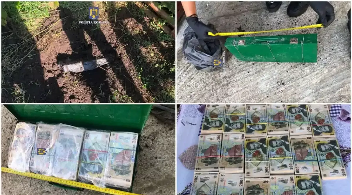 Cutie „diplomat” cu 460.000 de lei, găsită de polițiști ascunsă sub pământ, la Vințu de Jos. De unde proveneau banii
