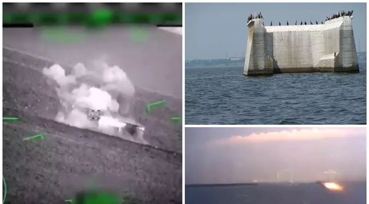 Rușii s-au lăudat că au pulverizat o barjă cu soldați ucraineni, pe Nipru. Era un pilon de pod construit de nemți în Al Doilea Război Mondial