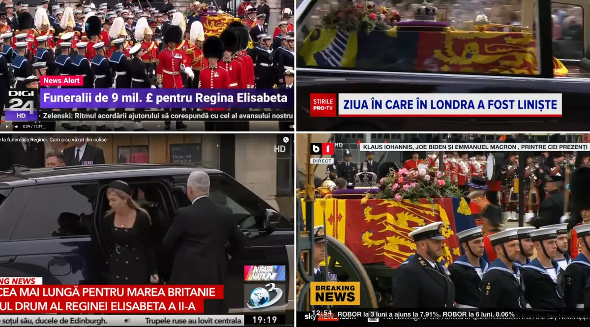 Ce audiențe au făcut televiziunile noastre în ziua înmormântării reginei Elisabeta a II-a. Două posturi de știri au avut de câștigat