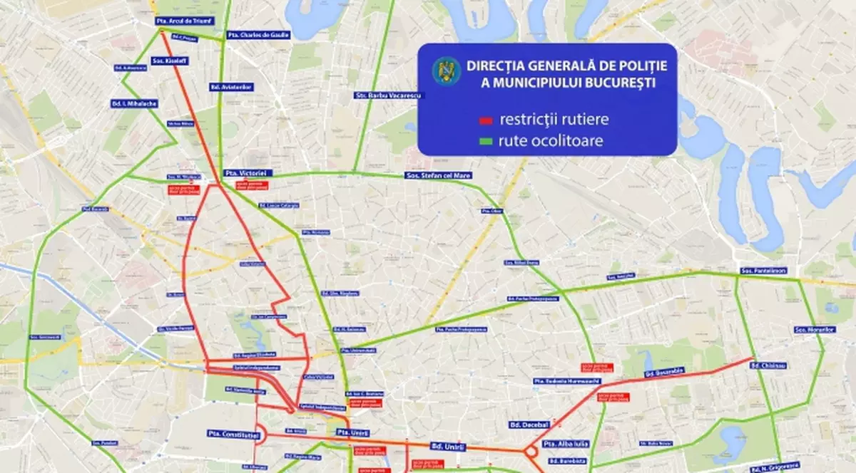 Trafic serios restricționat în București, până în această seară. Care sunt zonele închise pentru șoferi