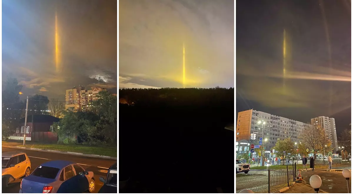 Coloane de lumină galbenă pe cer, la Belgorod, lângă granița cu Ucraina, oamenii au crezut că Rusia a folosit „cele mai recente arme”