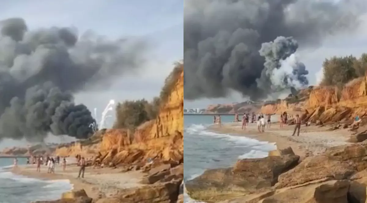 Explozii uriașe la principala bază militară a rușilor din Crimeea. Guvernatorul din Sevastopol spune că un avion a luat foc în timpul aterizării