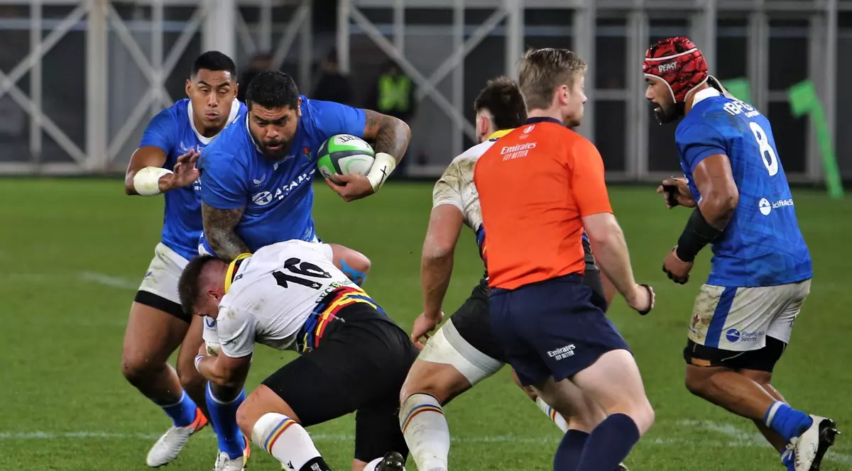 Reprezentativa de rugby a României, învinsă la zero în meciul-test cu Samoa. În partea secundă nu s-a marcat niciun punct!