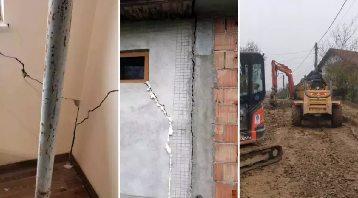 Alunecare de teren și case avariate de lucrările pentru apă și canalizare, în localitatea Turț din județul Satu Mare