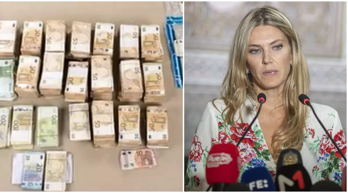 Imagine cu teancurile de bani găsite în casa Evei Kaili, publicată de poliția belgiană