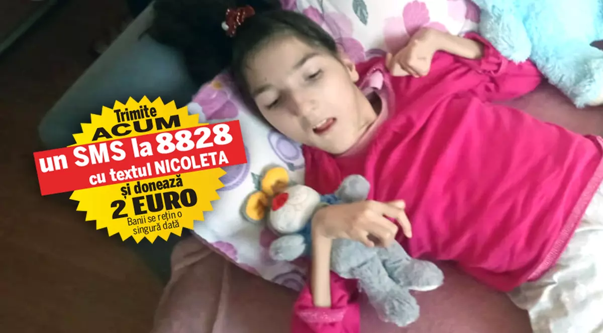Șansa la viață a Nicoletei este un tratament de lungă durată, care costă 10.000 de lei lunar. Fetei de 16 ani, care suferă de tetrapareză și este oarbă din naștere, i-a fost amputat un picior