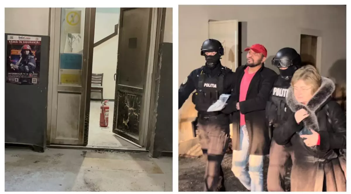 Un bărbat a incendiat sediul poliției din Huedin cu un cocktail Molotov