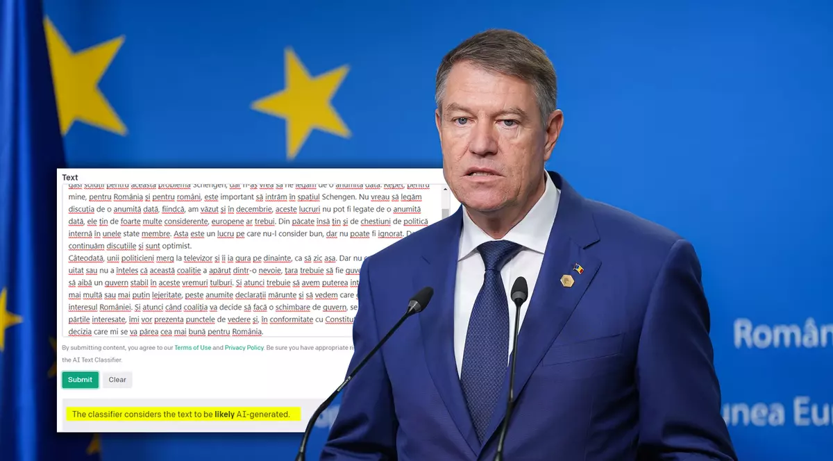 EXPERIMENT. Am pus Chat GPT să scrie un discurs pentru Iohannis, apoi am cerut Inteligenței Artificiale să verifice un discurs real al președintelui. Iată ce a rezultat