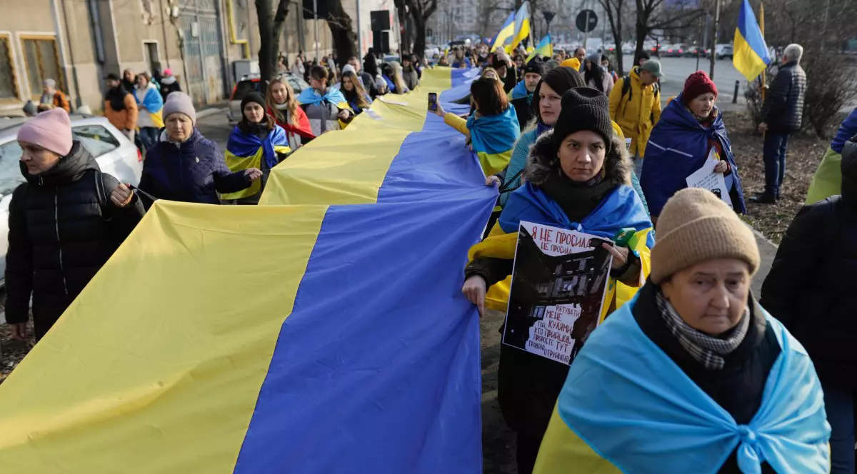 Miting al ucrainenilor pe Bulevardul Aviatorilor din Bucuresti. Foto: Inquam Photos / George Călin
