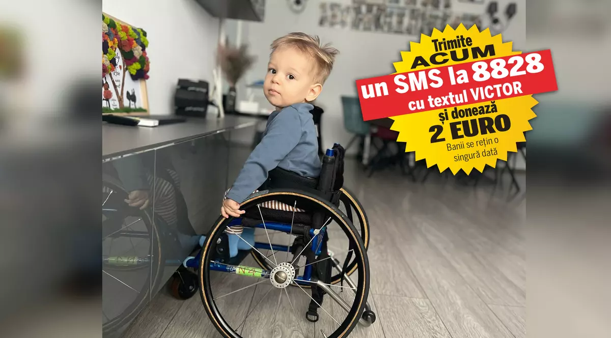 Viața lui Victor, țintuit în scaunul cu rotile, depinde de un tratament genetic ce poate fi adus din SUA. Băiețelul, care suferă de amiotrofie spinală musculară, are nevoie de 2.100.000 de dolari