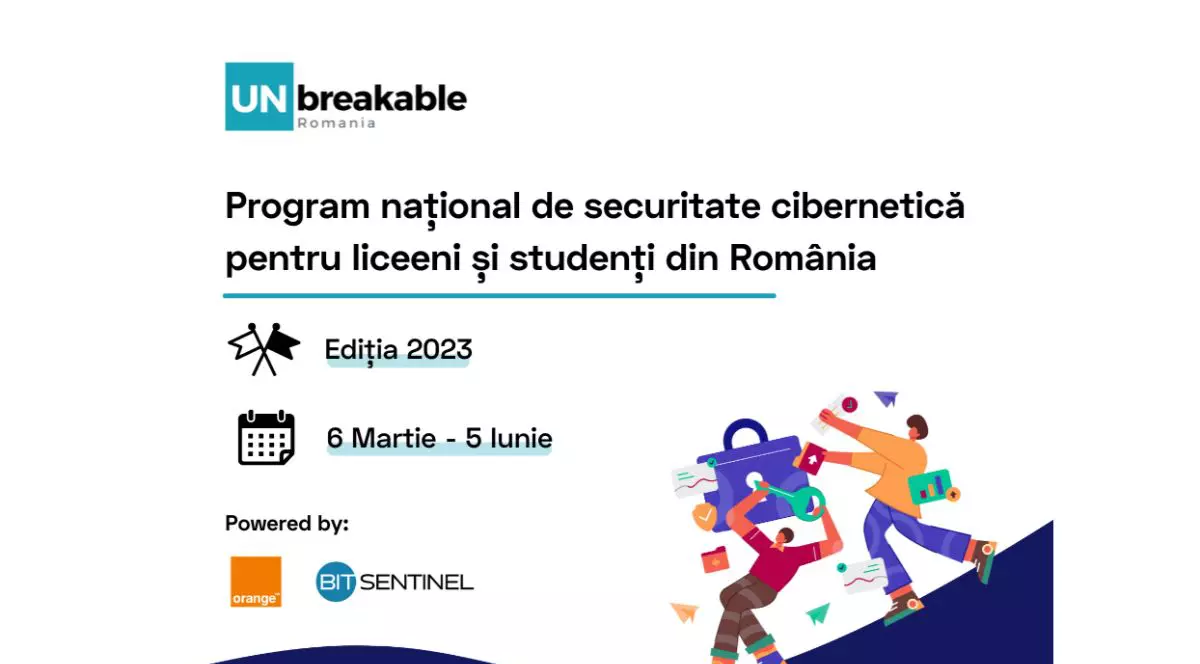 UNbreakable România deschide perioada de înscrieri la ediția din 2023 a celui mai complex program național de educație în securitate cibernetică pentru liceeni și studenți