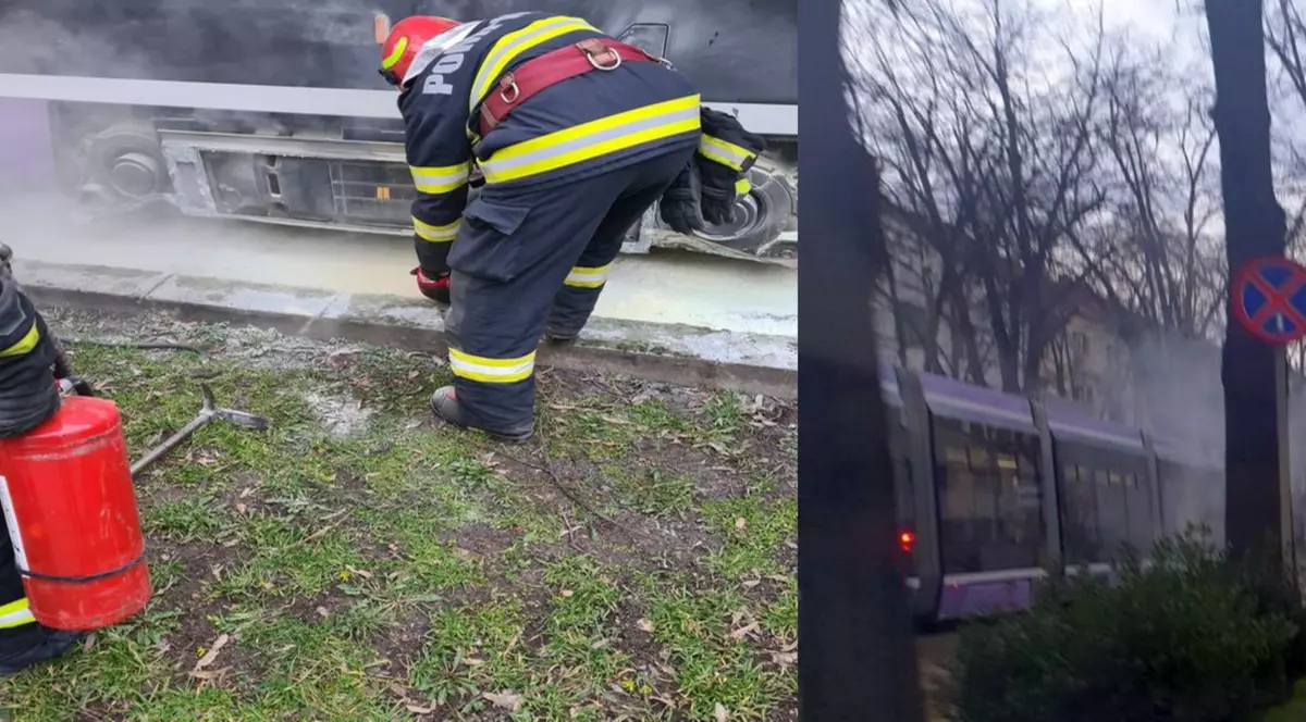 Un tramvai plin cu călători a luat foc în mers, la Timișoara. Anul trecut, mai multe astfel de tramvaie au rămas blocate pe șine | VIDEO