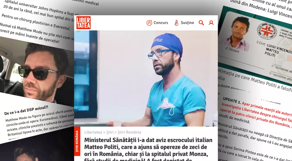 Dezvăluit de Libertatea, medicul fals Matteo Politi a fost condamnat definitiv la 3 ani și 10 luni de închisoare cu executare