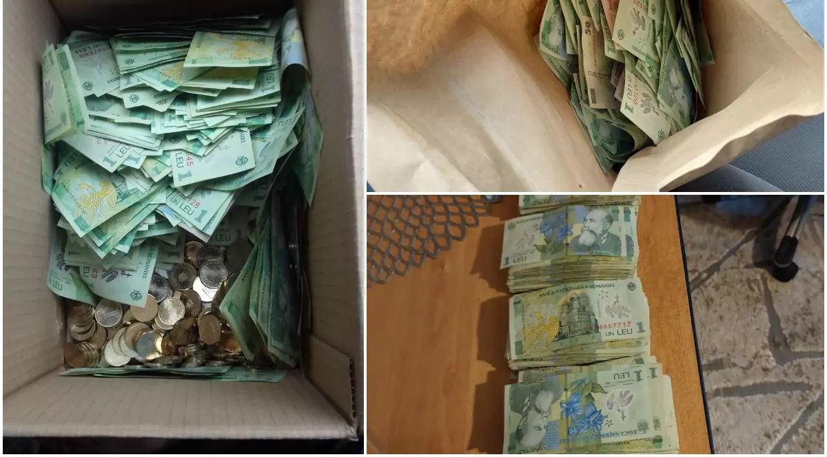 Un șofer român de TIR și-a primit salariul în cutii de carton, în monede de 50 de bani și bancnote de un leu