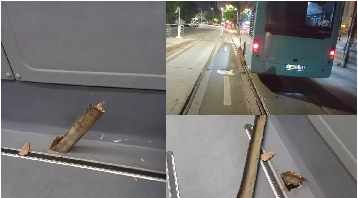 Incident în traficul bucureștean: Un cornier de la o șină de tramvai a străpuns podeaua unui autobuz în mers