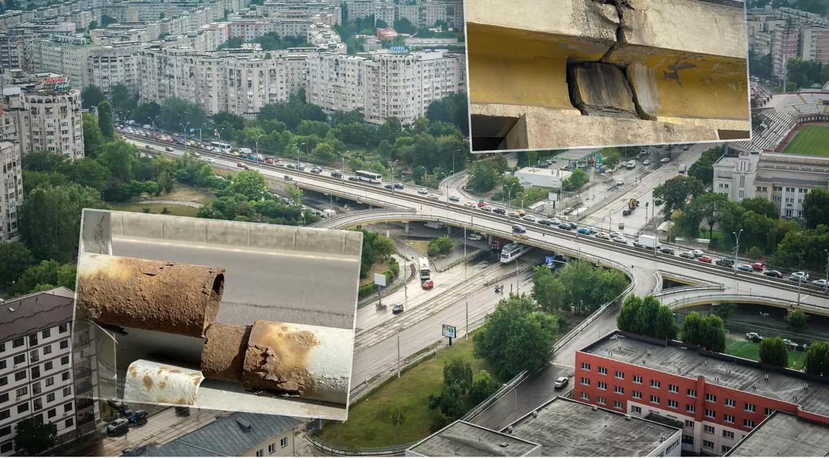 Balustrade lipsă sau ruginite, bucăți de beton care stau să cadă, structură de rezistență într-o stare precară. Cum arată Podul Grant, care intră în reparații pentru doi ani