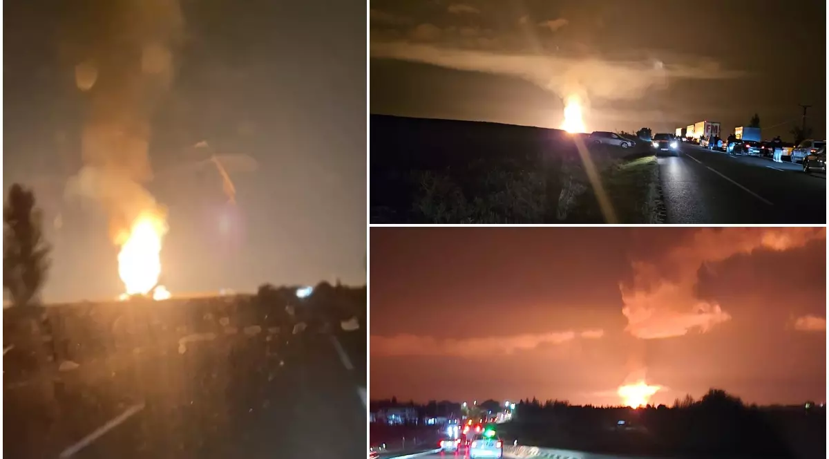 Flăcări de zeci de metri filmate la Călimănești, în Vrancea, unde a explodat magistrala de gaze și au murit patru oameni