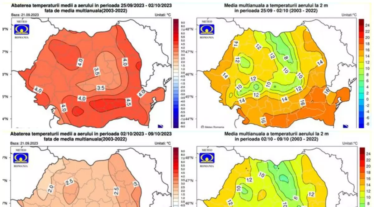 Octombrie, cu „temperaturi mai mari decât cele normale” și cu mai puține ploi. Meteorologii au actualizat prognoza