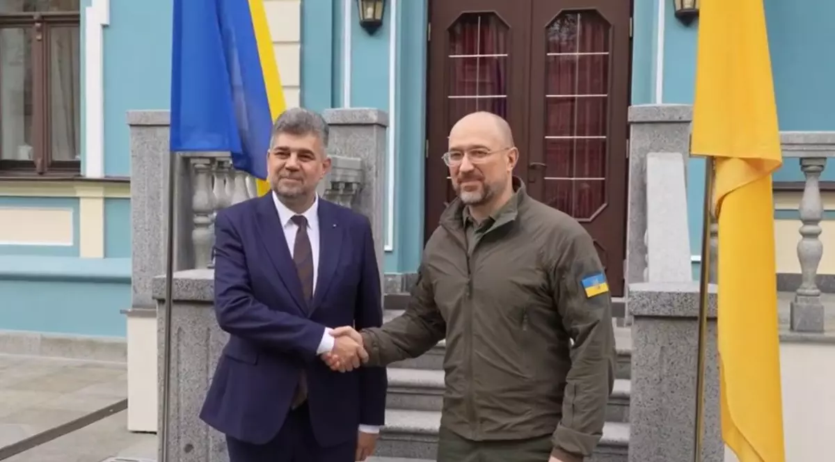 Premierul Marcel Ciolacu și omologul său Denis Șmihal, la Kiev
