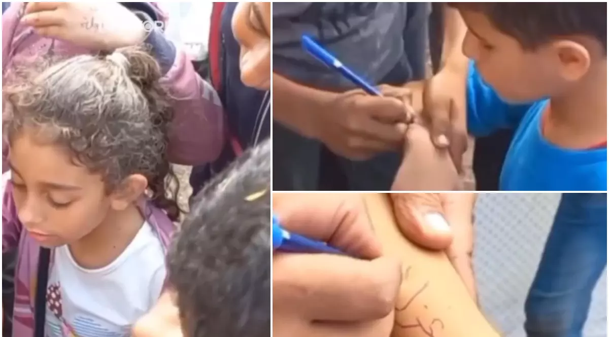 Copiii din Gaza își scriu numele pe brațe, ca să fie identificați în cazul în care mor în atacuri aeriene: „O imagine crudă și inumană”. VIDEO