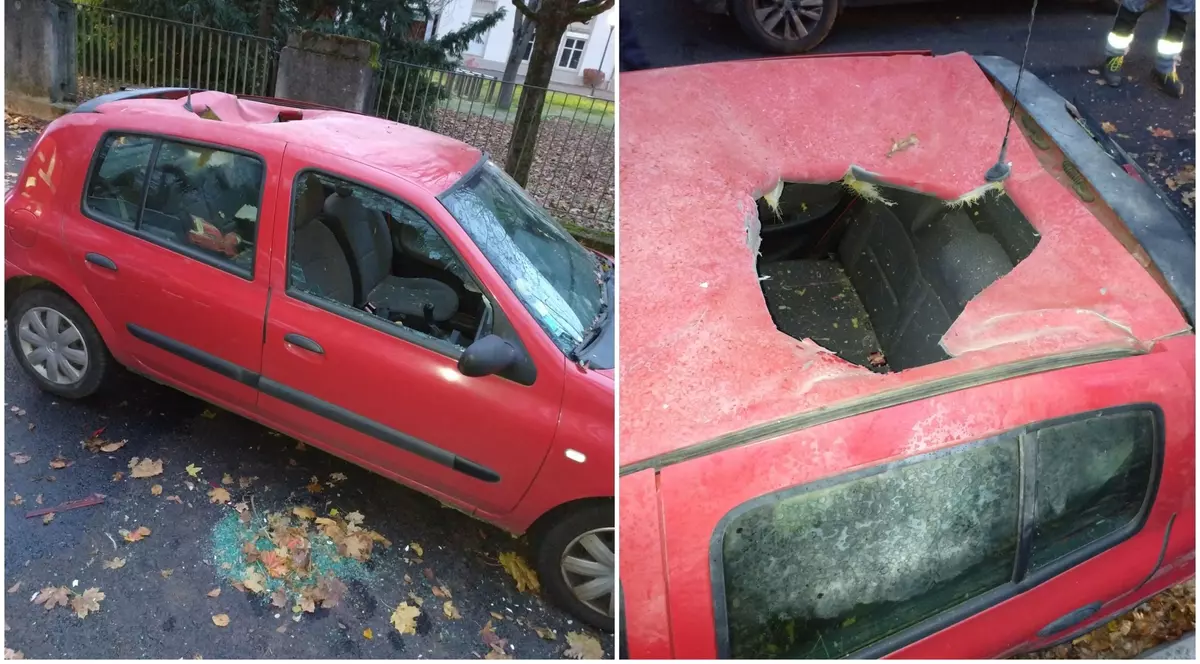 Gaură de 50 de centimetri în plafonul unei mașini din Strasbourg. Poliția crede că a căzut un meteorit