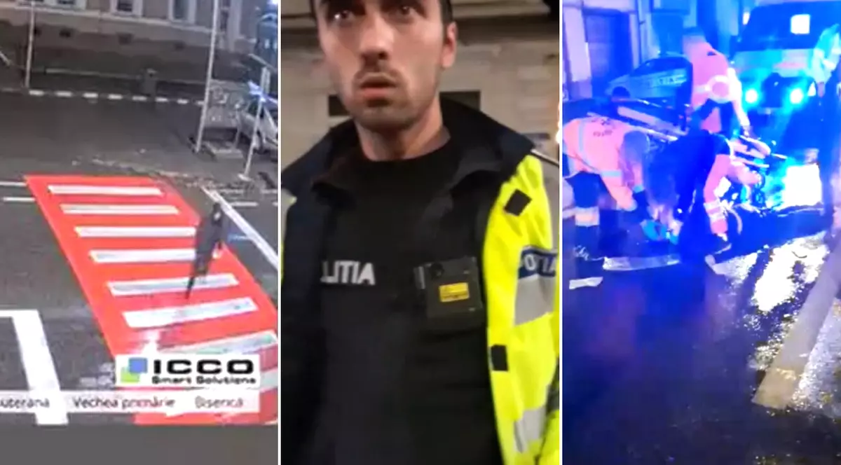 Un bărbat lovit pe trecere, lăsat să zacă pe asfalt, de doi polițiști, în fața sediului din Codlea. „E posibil aşa ceva? Ia uitaţi-vă la el!”