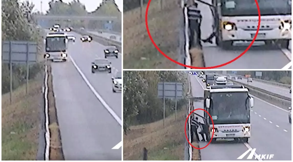 Video viral cu un bărbat care iese din compartimentul de bagaje al unui autocar românesc, după ce șoferul a lovit bariera de protecție, pe o autostradă din Ungaria