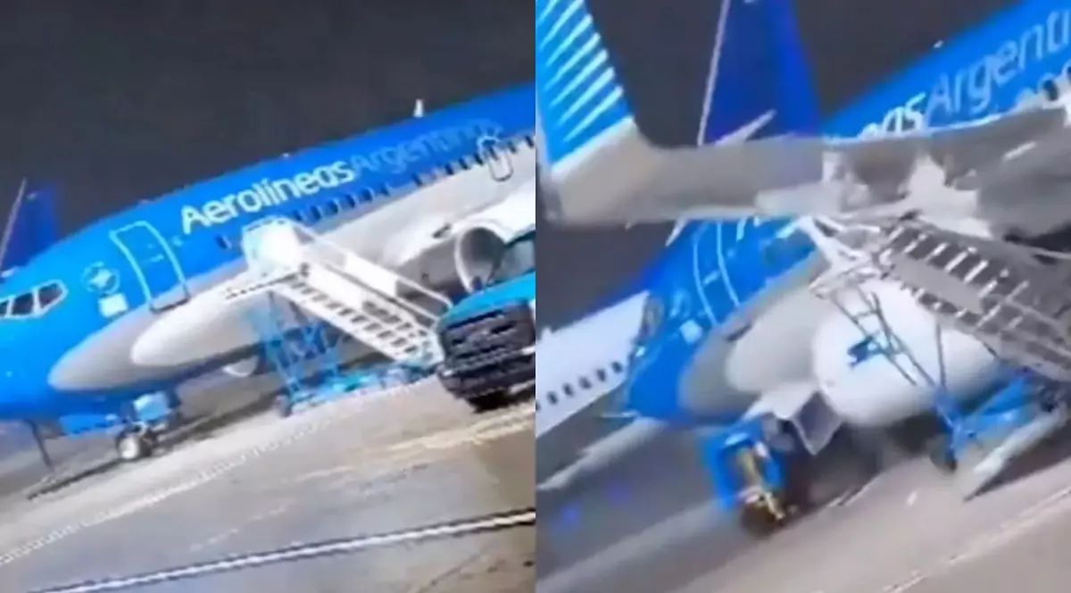 Imagini filmate când un avion Boeing 737 e luat de vânt pe pistă și întors 90 de grade. Furtuna a scos din uz 8 aeronave, în Buenos Aires