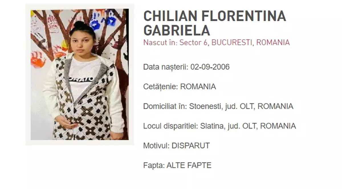 O tânără de 17 ani însărcinată a plecat din Spitalul Judeţean de Urgenţă Slatina. Poliţia cere ajutorul populaţiei pentru găsirea ei
