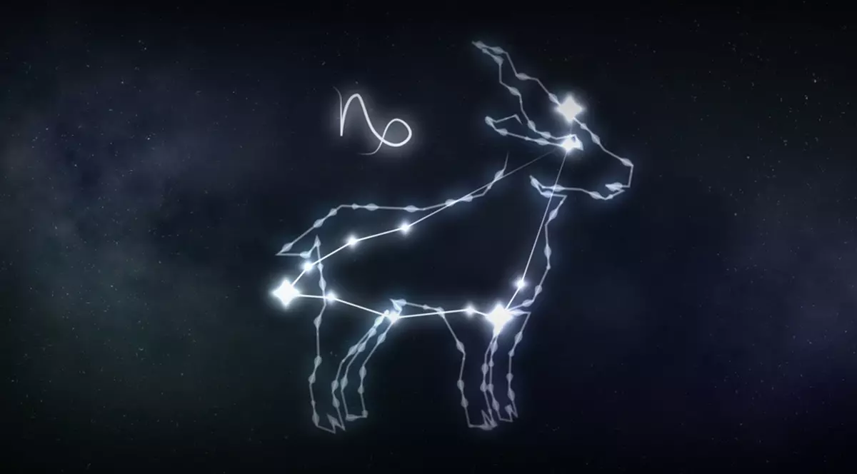 Zodia Capricorn în 2024 - Imagine reprezentând semnul zodiacal al capricornului format din stele unite cu o linie strălucitoare, pe un fond negru.
