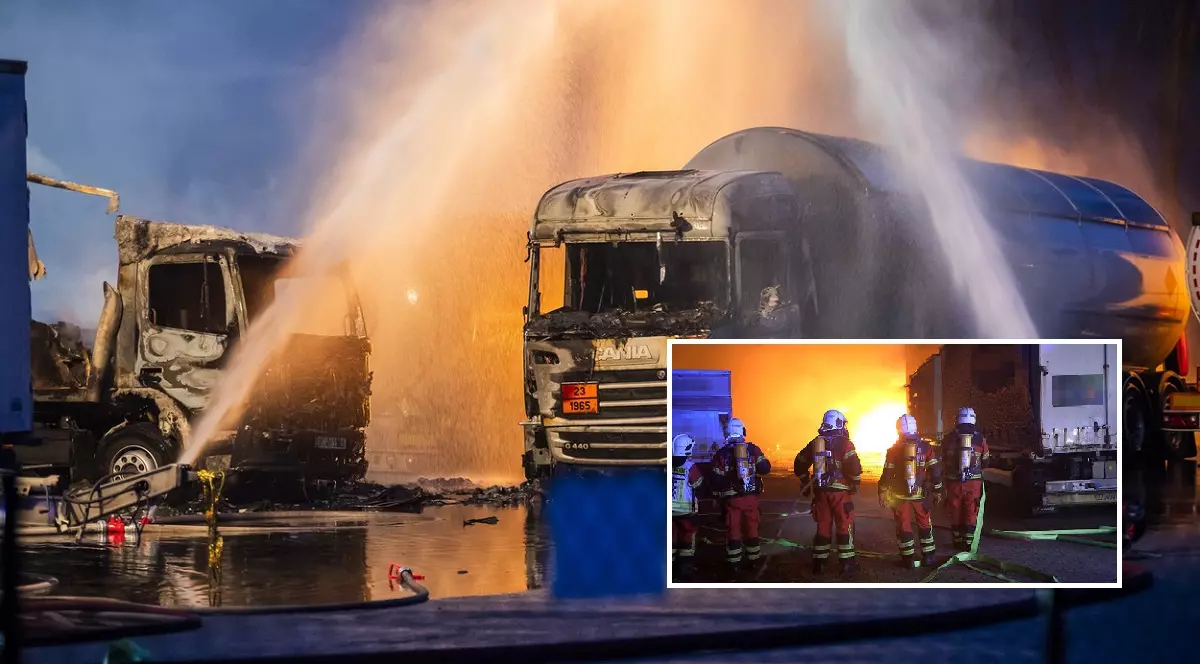 Explozii lângă Berlin, unde cinci cisterne pline cu gaz lichefiat au luat foc, într-o parcare