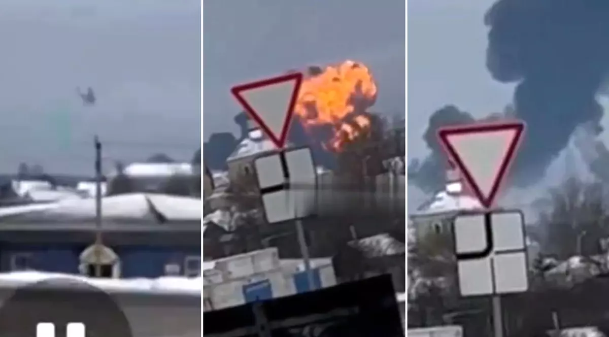 Momentul în care avionul militar rusesc se prăbușește în apropiere de granița cu Ucraina. Minge de foc în urma impactului | VIDEO