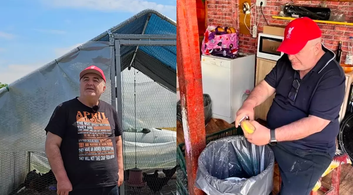 Imagini cu gospodăria lui Florin Călinescu de la Buftea. Are găini, porci, bibilici, dar și o grădină cu legume și o livadă