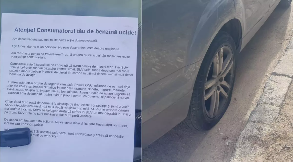 Mașini vandalizate într-un cartier de lux din Constanța. Mesaje ecologiste lăsate în parbrize