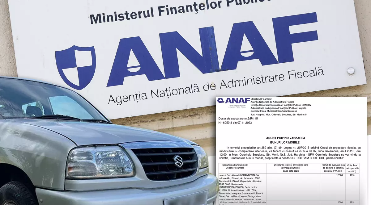 Fiscul a scos la vânzare o mașină pe care nu o avea. Sechestrată în acte, mașina a circulat șase luni, până a ajuns nefuncțională 