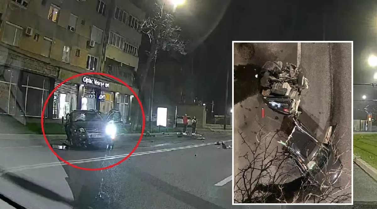 Șofer de 19 ani, filmat când coboară nevătămat dintr-o mașină ruptă în două, pe un bulevard din Oradea | VIDEO