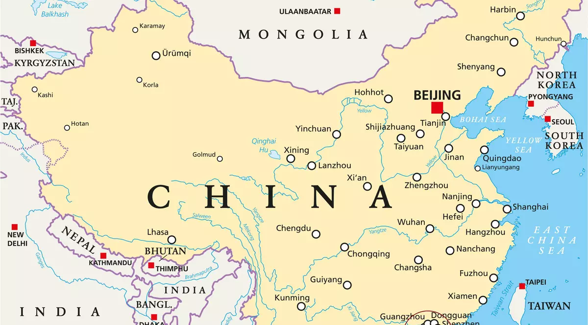 Curiozități despre Macao - Imagine cu harta Chinei, pe care este marcat oraşul Macao.