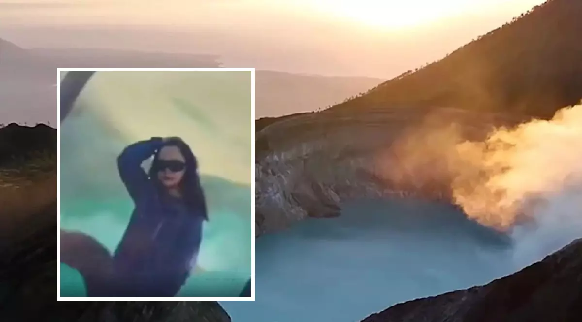 O turistă a căzut 76 de metri într-un vulcan activ din Indonezia, în timp ce soțul ei o fotografia